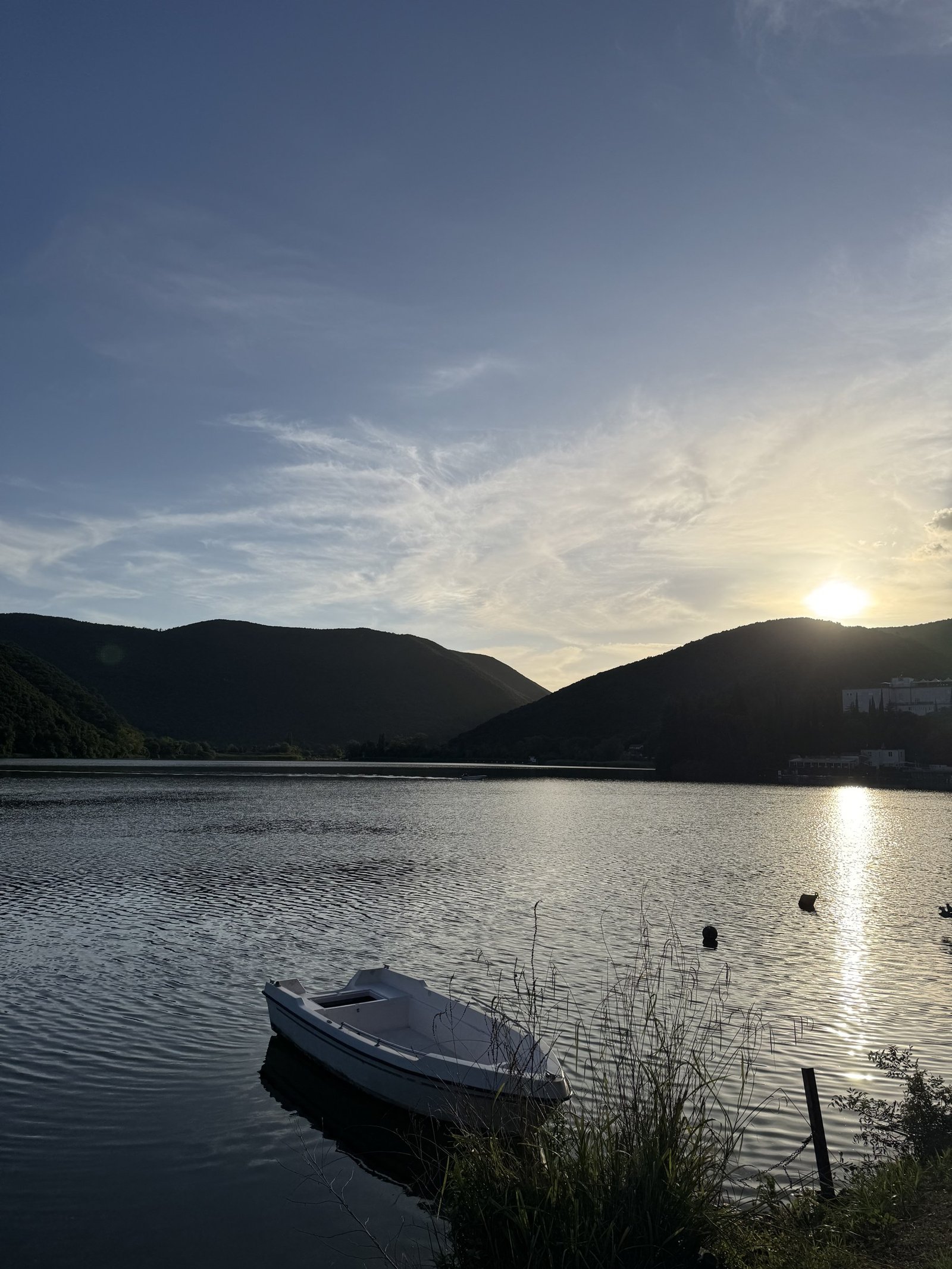 Lake Piediluco at dusk, the larger lake a short drive from Lago di Ventina