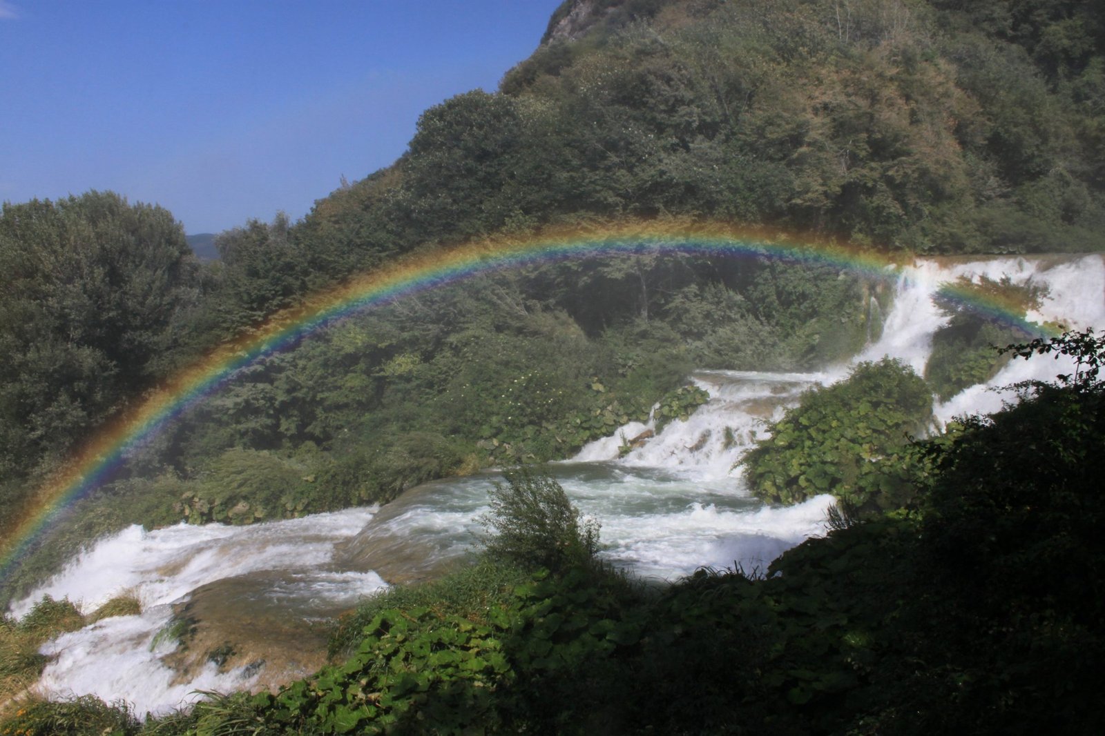 A rainbow in the spray at Marmore Falls