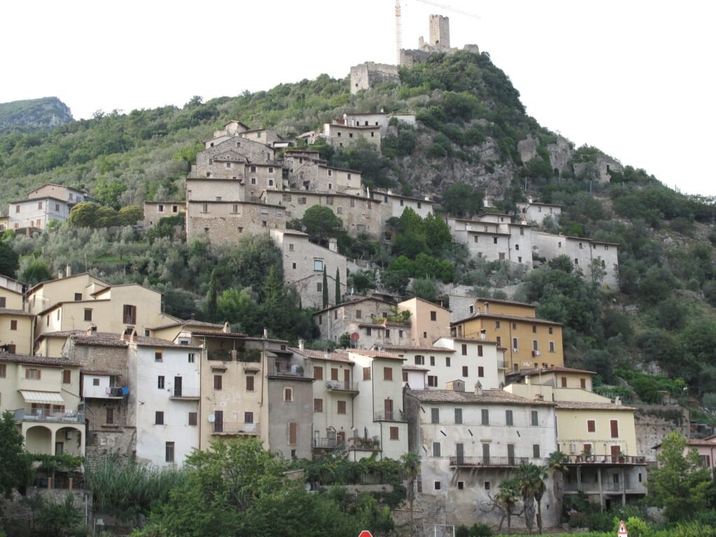 The stone houses of Matterella, one of the two halves of Ferentillo, on the hillside in the Valnerina
